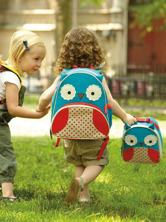 Skip Hop Zoo Owl School Bag Backpack Kindergarten Blue with Water Bottle Holder
