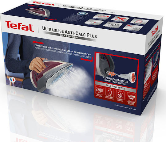 Tefal Ultragliss Anti Calc Plus Steam Iron 2800W with Continuous Steam Supply 50g/min