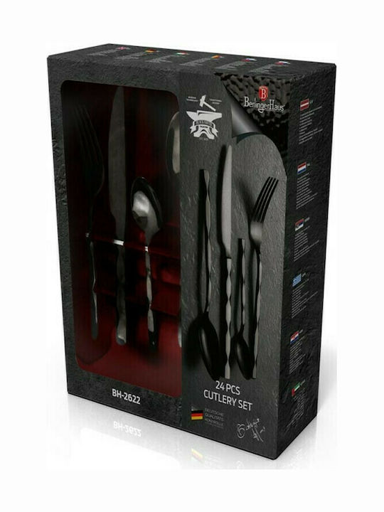 Berlinger Haus 24-Piece Black Cutlery Set Black Smith Collection