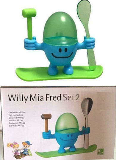 Plastic Baby Eggcup Willy Mia Fred Green