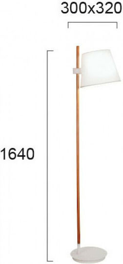 Viokef Viana Floor Lamp Height 164x32cm with E27 Lamp Bulb Base White / Oak