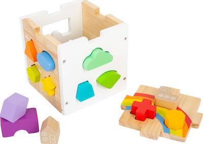 Small Foot Shape Sorting Toy Κύβος Σχημάτων Rainbow made of Wood for 12++ Months