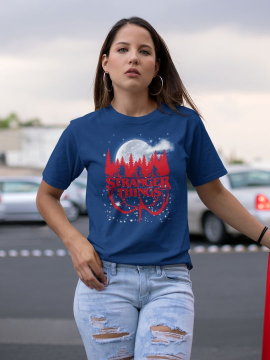 Stranger Things Upside Down W tricou - ROYAL BLUE