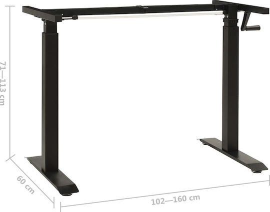 vidaXL Collapsible Desk Base with Manual Height Adjustment Metallic Office Table Black 160x60x113cm