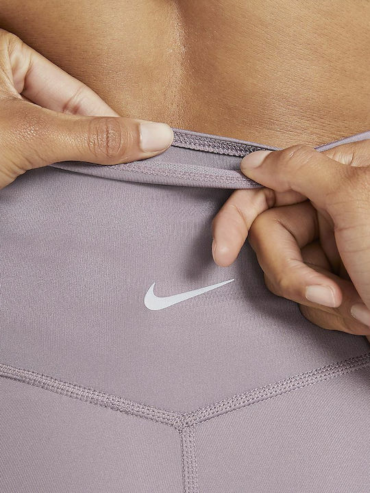 Dri-Fit Swoosh Running Γυναικείο Cropped Κολάν Ψηλόμεσο Μωβ