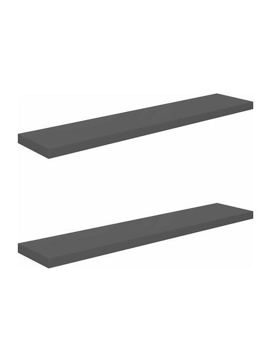 Shelves Wall S/2 Glossy Grey 2pcs 120x23.5x3.8cm