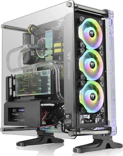Thermaltake DistroCase 350P Gaming Midi Tower Κουτί Υπολογιστή με Πλαϊνό Παράθυρο και RGB Φωτισμό Μαύρο