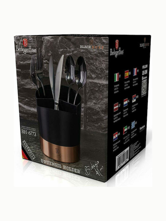 Berlinger Haus Black Rose Collection Cutlery Drainer Inox Black 14.5x14.5x17cm