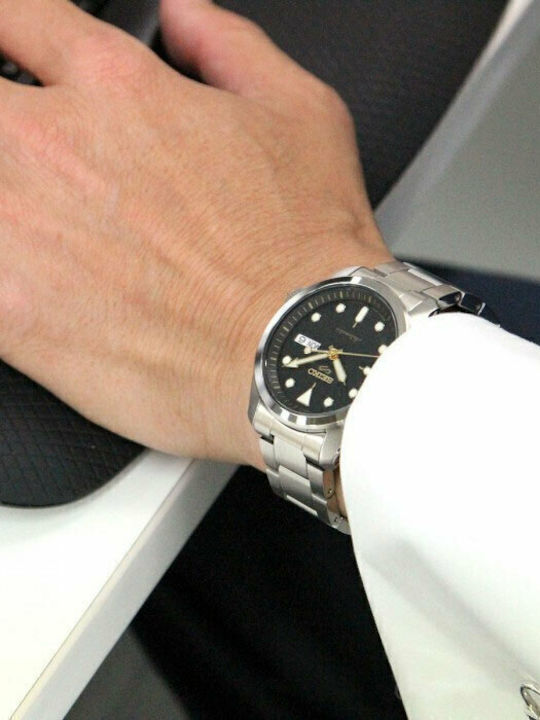 Seiko 5 Sports Ανδρικό Ρολόι 40mm Αυτόματο με Ασημί Μεταλλικό Μπρασελέ