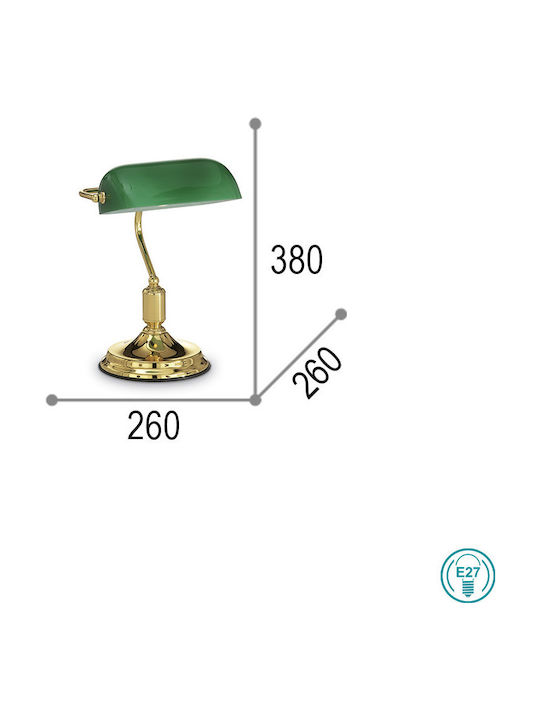 Ideal Lux Lawyer TL1 Office Lamp for Socket E27 in Green Color