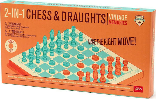 Legami Milano 2-in-1 Chess & Draughts Chess /Draughts Wood with Pawns