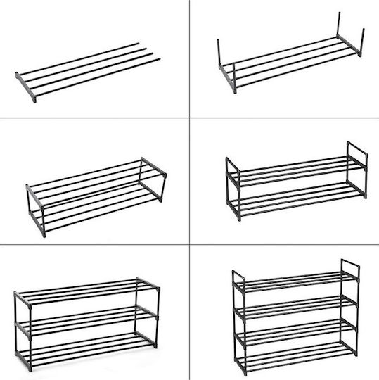 Metall Schuhschrank Schwarz 92x30x74cm