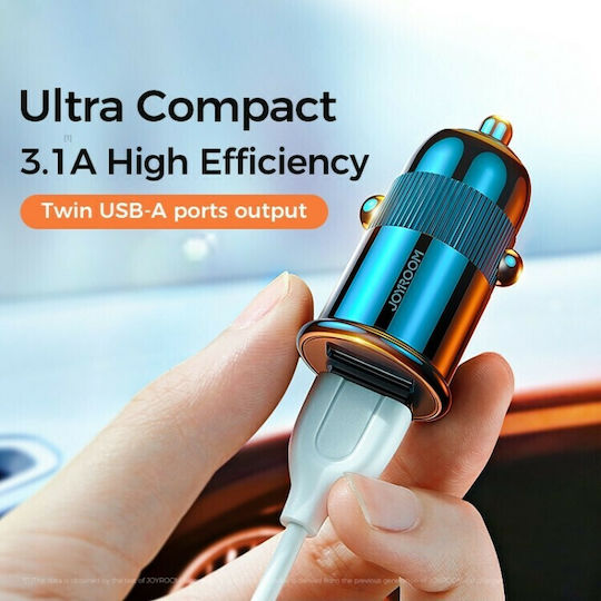 Joyroom C-A06 Car Charger 15W 3.1A with Ports: 2xUSB Black Color