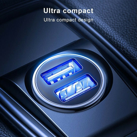 Joyroom C-A06 Car Charger 15W 3.1A with Ports: 2xUSB Black Color