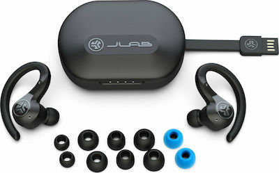 Jlab Epic Air Sport ANC In-ear Bluetooth Handsfree Ακουστικά με Αντοχή στον Ιδρώτα και Θήκη Φόρτισης Μαύρα