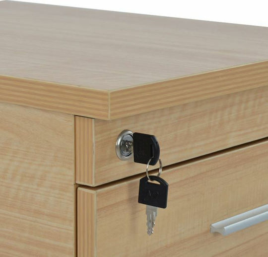 Wooden Office Drawer with Lock Beech 40x46x75cm