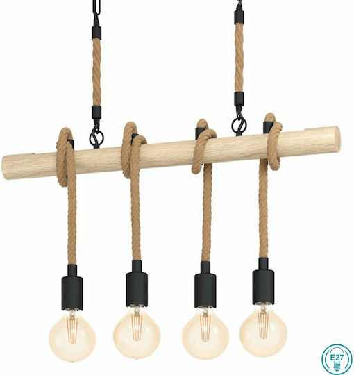 Eglo Youngstown Pendant Light Beige with Rope for 4 Bulbs E27 70cm