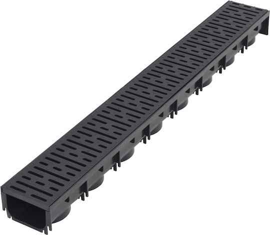 vidaXL Plastic Canal Duș cu Dimensiune 100x12.5cm Negru 4buc