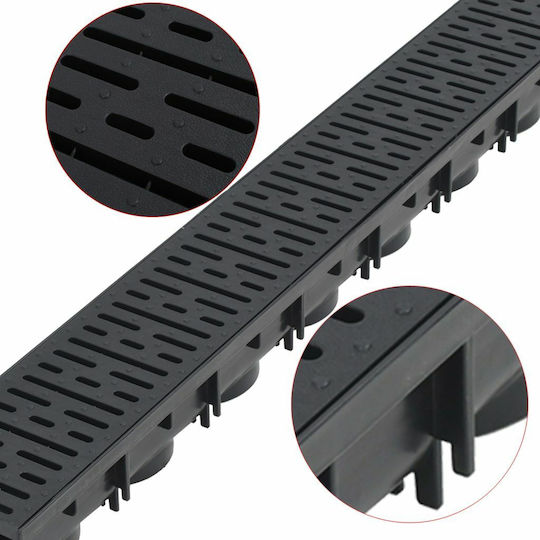 vidaXL Plastic Canal Duș cu Dimensiune 100x12.5cm Negru 12buc