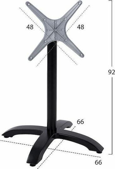 Freebox Klappbarer Aluminium Tischständer mit Einstellbar Schwarz Matt 66x66x72cm