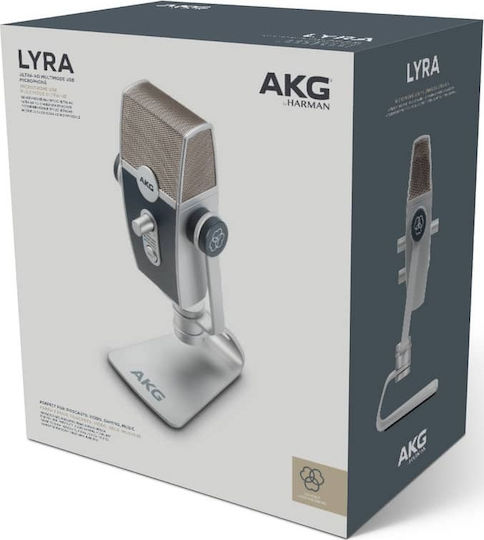 AKG Lyra Πυκνωτικό Μικρόφωνο USB Επιτραπέζιο για Φωνητικά σε Γκρι Χρώμα