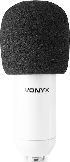 Vonyx CMS300 Set Condenser Microphone USB Desktop, Shock Mounted for Vocals in White Color