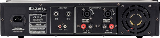 Ibiza Sound AMP600-MKII PA Power Amplifier 2 Channels 480W/4Ω 320W/8Ω with Cooling System Black