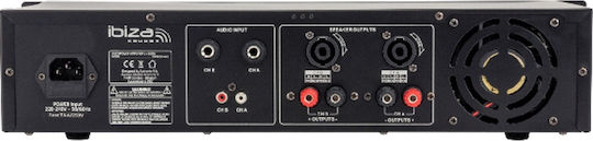 Ibiza Sound AMP1000-MKII PA Power Amplifier 2 Channels 800W/4Ω 600W/8Ω with Cooling System Black