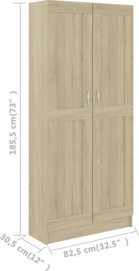 Office Storage Cabinet Wooden Sonoma 82.5x30.5x185.5cm