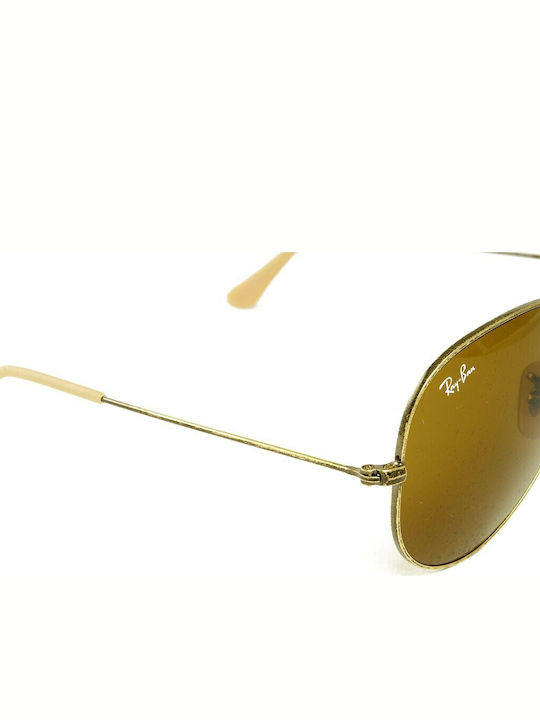 Ray Ban Aviator Unisex Sunglasses with Gold Metal Frame and Brown Lens RB3025 177/33