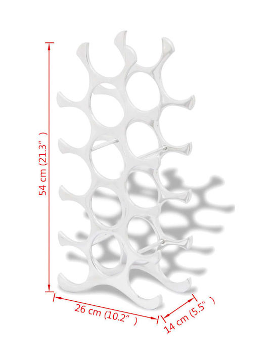 vidaXL Tischplatte Flaschenhalter Metallisch für 15 Flaschen Silber 26x14x54εκ.