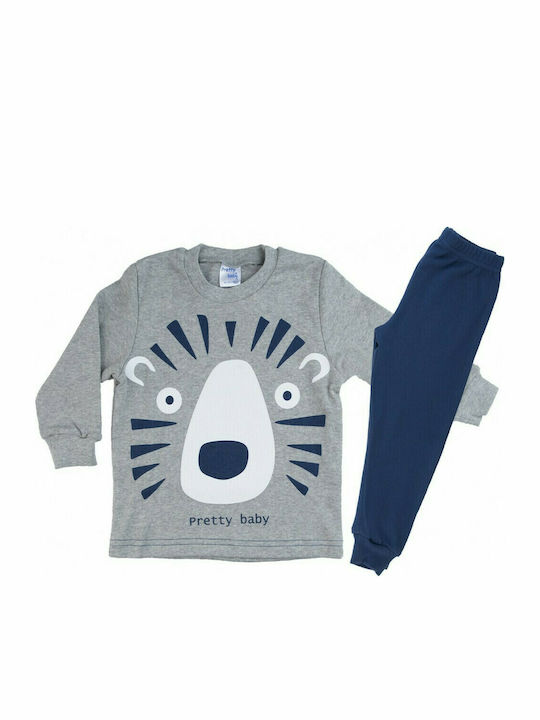 Pretty Baby Set Top & Bottom Kids Winter Cotton Pyjamas Gray