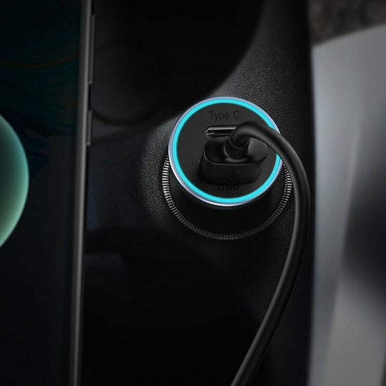 Baseus Car Charger 40W 3A Fast Charging with one Port: 1xUSB Gray Color