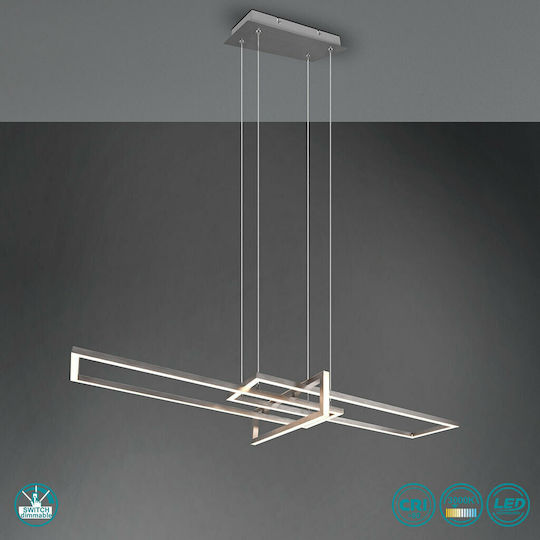 Trio Lighting Salinas Adjustable Pendant Light Silver Rail 110x40x150cm