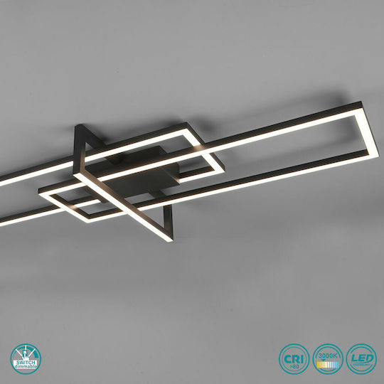 Trio Lighting Salinas Πλαφονιέρα Οροφής 100εκ. Μαύρη με Ενσωματωμένο LED