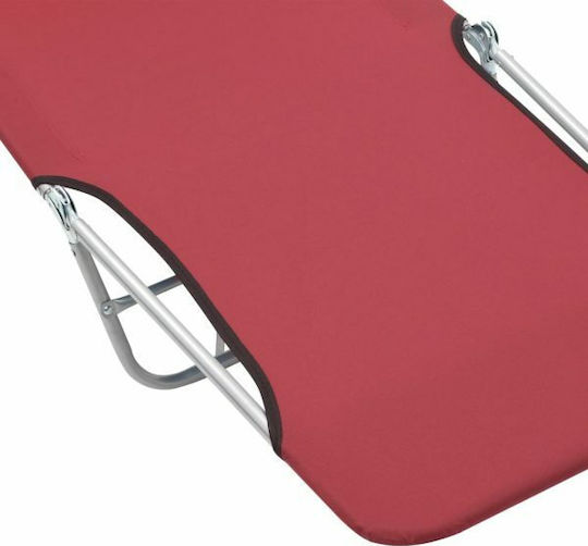 vidaXL Șezlonguri de Plajă Roșii Pliabile din Oțel 182x56x24.5cm 2 Bucăți