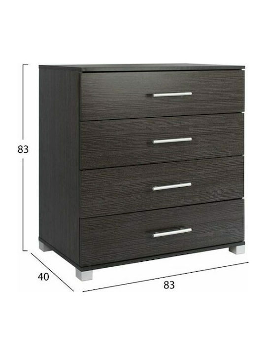 Wooden Chest of Drawers with 4 Drawers Zebrano 75x40x83cm