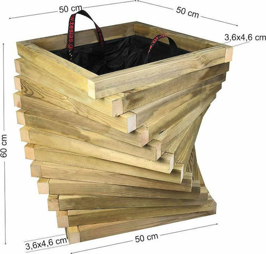 Tesias Entrance Square Twisted Pot Wooden Tesias Entrance Square Twisted Pot Wooden