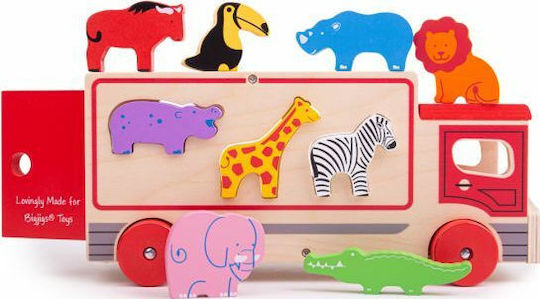 Big Jigs Shape Sorting Truck with Jungle Animals Wooden for 18+ Months