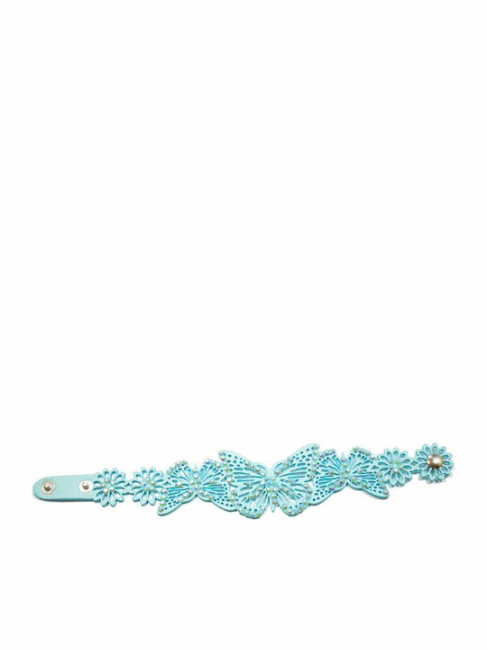 Brass butterfly bracelet in turquoise color with crystals (BZ-BR-00003)