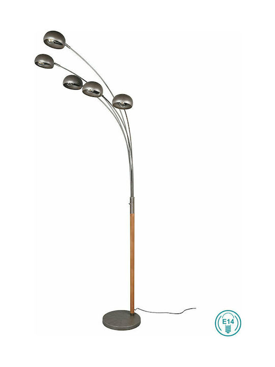 Trio Lighting Dito Floor Lamp H210xW30cm. with Socket for Bulb E14 Silver R46155067