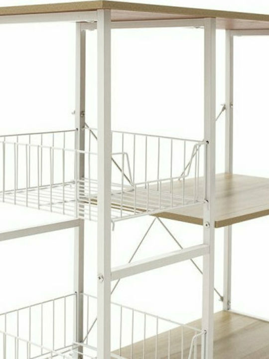 Pakketo Noon Wooden Kitchen Rack 4 Tiers White 80x34x75cm