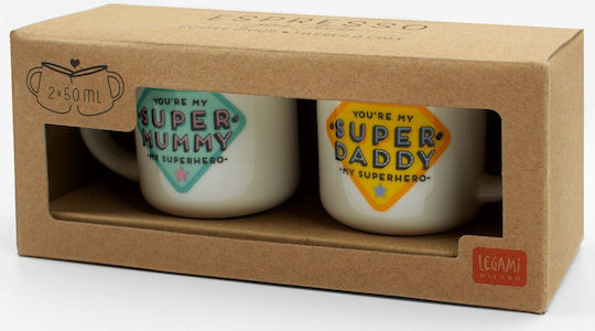 Legami Milano Mummy & Daddy Κούπα Κεραμική Λευκή 50ml 2τμχ Legami Milano Mummy & Daddy Κούπα Κεραμική Λευκή 50ml 2τμχ