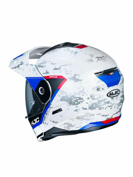 HJC C80 Bult Flip-Up Helmet ECE 22.05 White/Grey/Blue/Red MC21SF