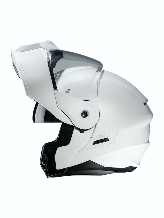 HJC C80 Pearl White Motorcycle Helmet Flip-Up ECE 22.05