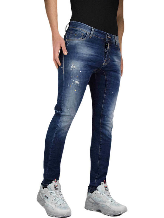 Biker F3541 Herren Jeanshose Elastisch mit Skinny Passform Marineblau