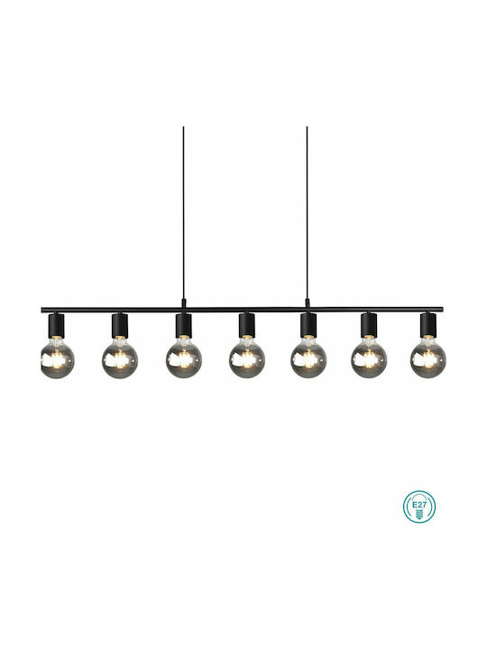 Trio Lighting Vannes Μοντέρνο Κρεμαστό Φωτιστικό Πολύφωτο Ράγα για 7 Λαμπτήρες E27 σε Μαύρο Χρώμα