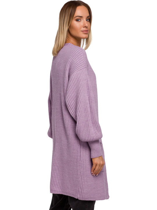 MOE M538 Long Women's Cardigan with Buttons Purple MOE538