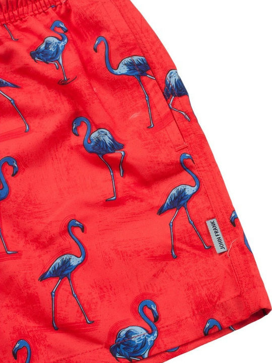 John Frank Summer Flamingo Kids Swimwear Swim Shorts Red