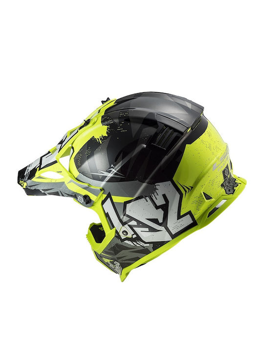 LS2 Fast Evo MX437 Crusher Black H-V Yellow Κράνος Μηχανής Motocross ECE 22.05 1150gr